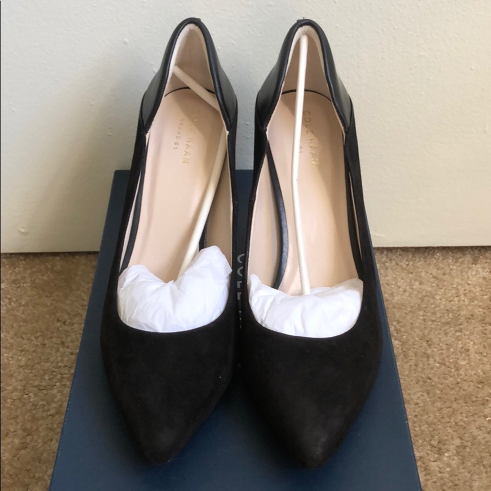 Cole Haan black leather/suede heels